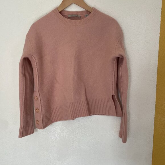 AllSaints Soft Blush Pink Sweater,  Luxe Wool-Yak Blend, Size S - Picture 4 of 9